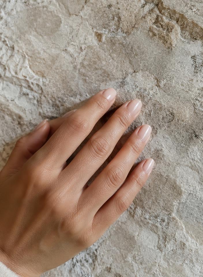 Neutral manicure on stone